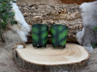 Leren armbeschermers klein groene bladnerf set van 2