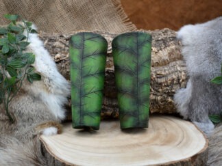 Leren armbeschermers groene bladnerf set van 2