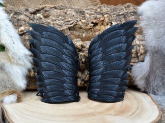 Leren armbeschermers kleine zwarte vleugel set van 2