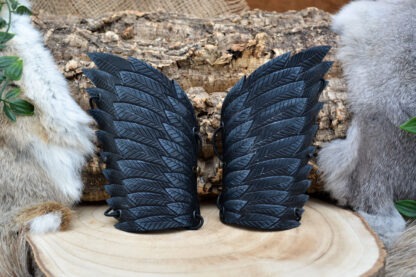Leren armbeschermers kleine zwarte vleugel set van 2