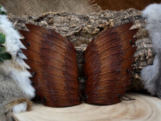 Leren armbeschermers kleine bruine vleugel set van 2