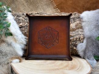 leren dicetray D20 bruin L