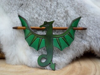 Leren haarpin groene draak L