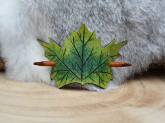 Leren haarpin groene esdoornblad L