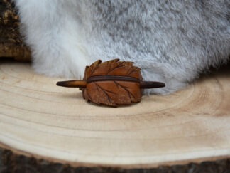 Leren haarpin berkenblad bruin S