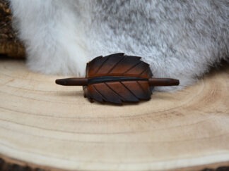 Leren haarpin berkenblad bruin S