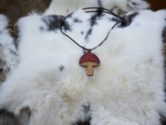 Leren ketting paddenstoel rood