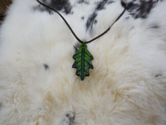 Leren ketting groene eikenblad
