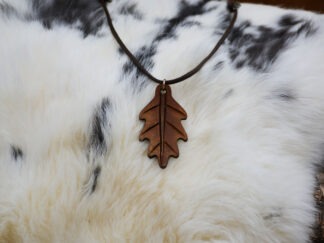 Leren ketting bruin eikenblad