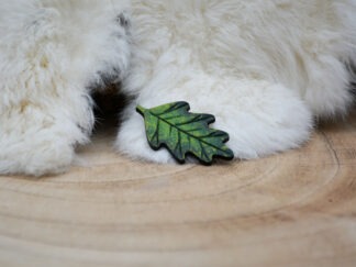 Leren magneet groen eikenblad