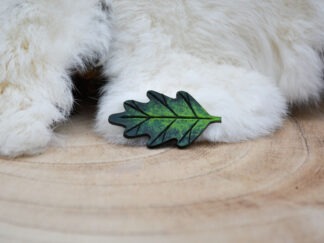 Leren magneet bgroen eikenblad