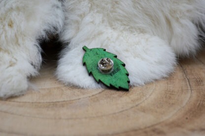 Leren pin groen berkenblad - Afbeelding 2