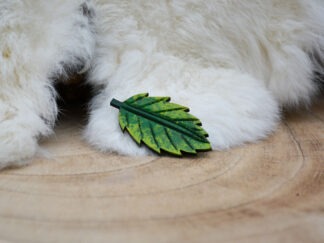 Leren speld groen berkenblad