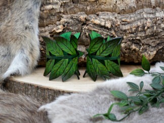 Leren armbeschermers klein groene bladertak set van 2