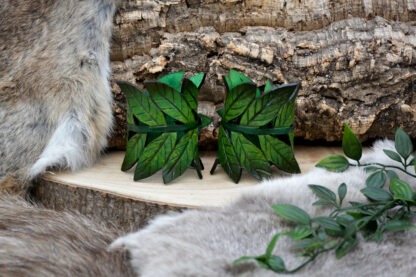 Leren armbeschermers klein groene bladertak set van 2