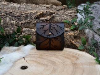 Leren Foraging Bag donker bruin bladmotief