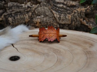 Leren haarpin oranje blad S